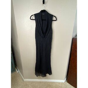 Banana Republic Womens Sleeveless Black Dress 8 Striped Metallic  Rayon Blend